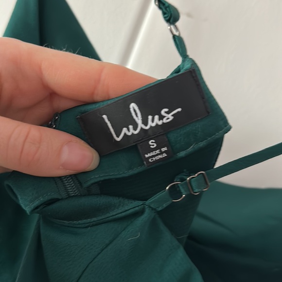 Lulus Silky Cowl Dress - Emerald - Picture 5 of 7